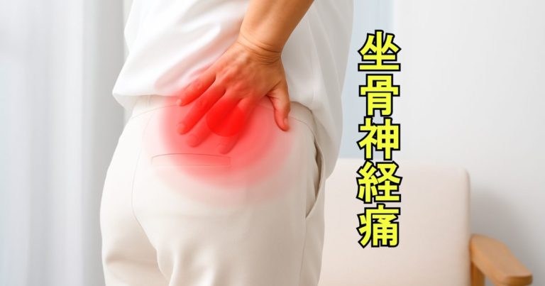 坐骨神経痛によりお尻を押さえている人の後ろ姿