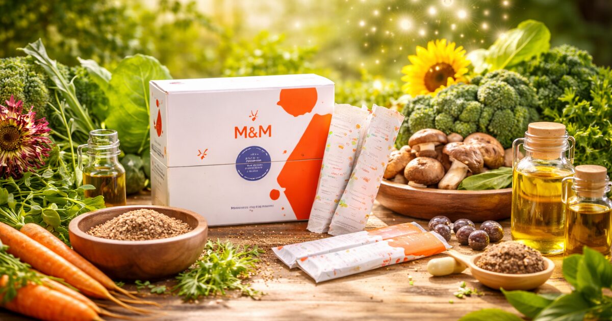 腸内環境と免疫をイメージした自然由来成分のサプリメントの写真